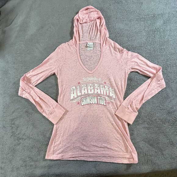 Campus Lifestyle Womens Hooded T-Shirt S Pink Alabama Crimson Tide Rhinestone‎ - Picture 2 of 11